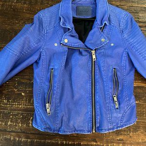 BLANK NYC Leather Motorcycle Jacket - Blue